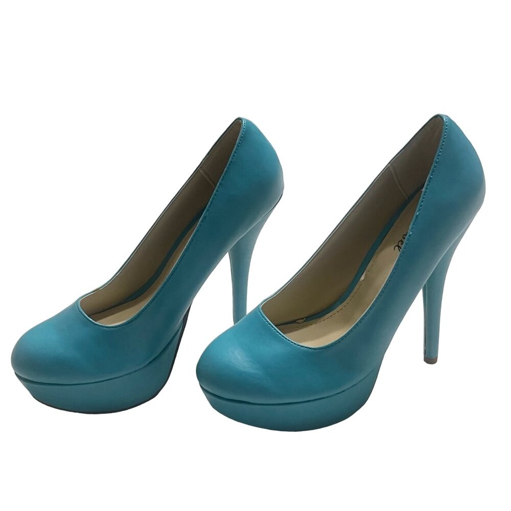 Turquoise Platform High Heel Pumps | Stiletto Dress Shoes - Picture 5 of 8